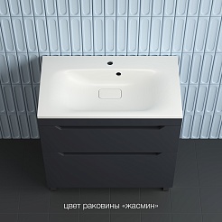 Style Line Тумба с кварцевой раковиной жасмин Остин 80 графит матовый – фотография-2